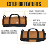 Carhartt Classic Round Duffel with Utility Pouch, Heavy-Duty, Water-Resistant Packable Gear Bag for Jobsite, Gym, and Travel, Black, 60L