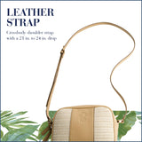 Tommy Bahama Camera Bag, Women's Mini Shoulder Handbag with Embossed Logo and Adjustable Shoulder Strap, Tan