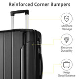 Zentrava 2 Piece Luggage Sets, 20/28 Inch ABS Hardside Spinner Wheels Suitcase Set with TSA Lock, Durable Lightweight Expandable Luggage for Men Women (Black, 2-Piece Set)