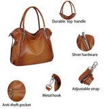 HESHE Genuine Soft Leather Purses for Women Shoulder Handbags Hobo Tote Bags Satchel Purses Crossbody Bags Pocket Travel Bags (Sorrel)