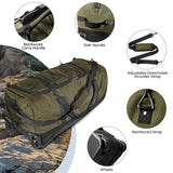 Vrtisa 110L Expandable to 140L 32” Foldable Oxford Soft-Sided Rolling Duffle Bag with 2 Heavy-Duty Wheels,3 Large Compartments,Adjustable Shoulder Strap and Attached Organizer Pouch,Green