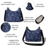 Securtex Anti-theft Free Time Hobo Bag - 10.5"x9" Travel Crossbody For Women w/Locking Zippers RFID