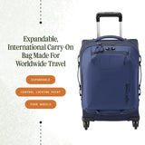 eagle creek Expanse 4-Wheel 21.5" International Carry-On Luggage - Four-Wheel Carry-On Luggage for Easy Travel - Lockable Zippers - Expandable Main Compartment - Telescoping Handles - Pilot Blue