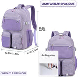 Lohol Water Resistant Backpack with Mulitiple Pockets for Travel Outdoor College, 15.6 inch Laptop Bookbag for Girl and Women (Purple)