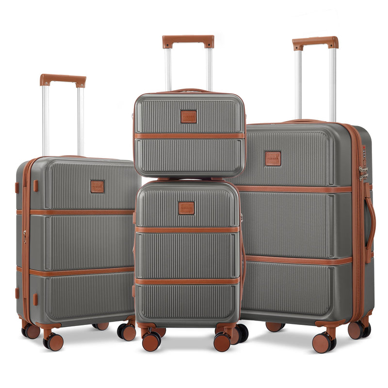 Suitour Expandable 4-Piece Luggage Set (14" 19" 23" 27") ABS Hardside Suitcase Sets with Spinner Wheels Checked Luggage Travel Suitcase