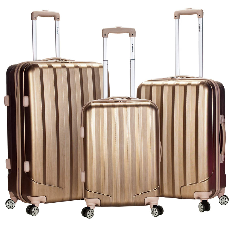 Rockland Santa Fe Hardside Spinner Wheel Luggage Set, Bronze, 3-Piece Set (20/24/28)