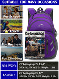 ProEtrade Backpack Bookbag for College Laptop Travel, Fit Laptop Up to 15.6 inch with USB Charging Port Multi Compartment Anti theft, Gift for Women Men (Purple)