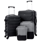 Wrangler 4 Piece Miami Luggage and Packing Cubes Set, Black