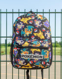 Pokémon Pikachu Charizard Gengar Meowth Backpack in Black | Kids Character All Over Print Bag | Adjustable Shoulder Straps
