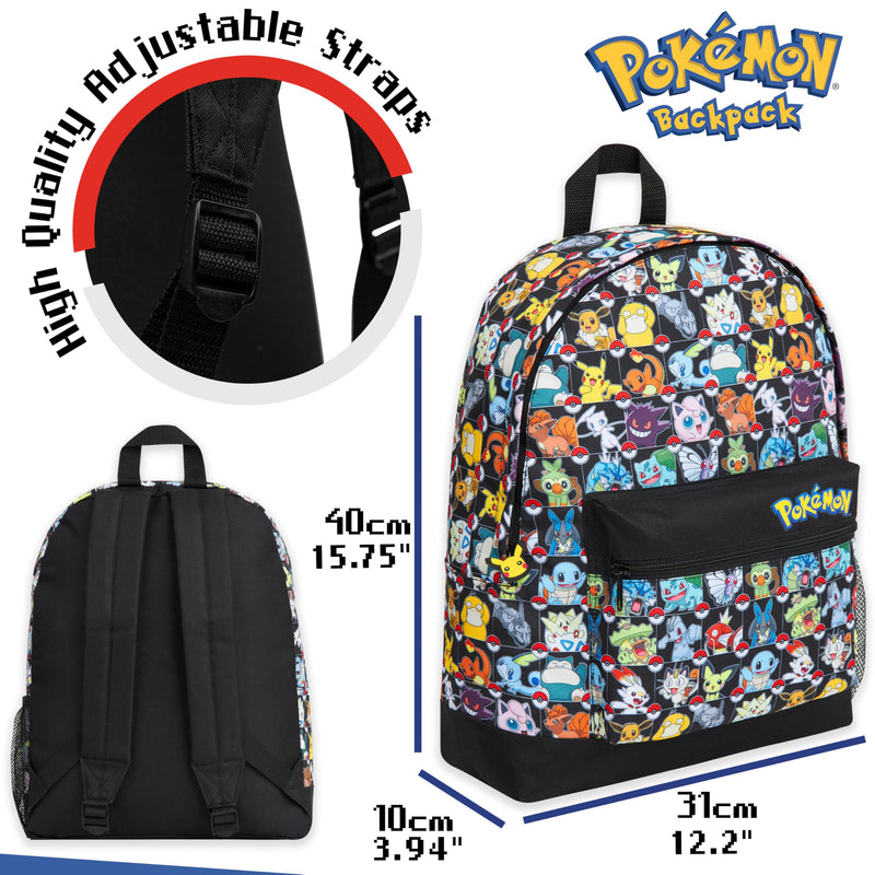 Pokemon Backpack for Kids Teens Boys Girls, Pikachu Anime Backpacks, Bag for Daycare Sports Vacation Travel, School Gift (Multi AOP)