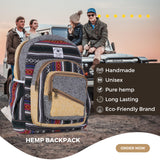 Marubhumi Hemp Backpack Lightweight Traveling Backpacks Cotton Stripe Daypack Handmade Himalayan Bohemain Backpack (Medium 13"X10"X4")