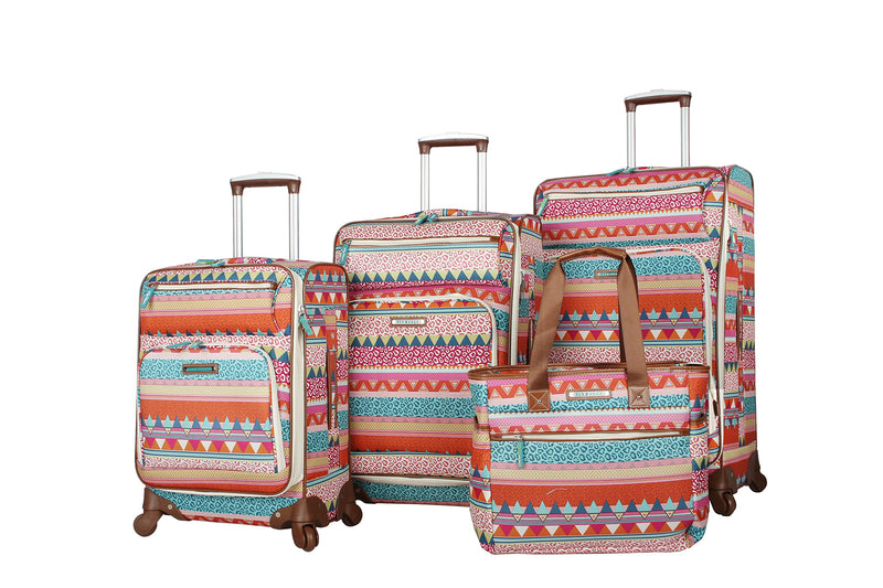 Lily Bloom Luggage Set 4 Piece Suitcase Collection With Spinner Wheels For Woman (On The Prowl)