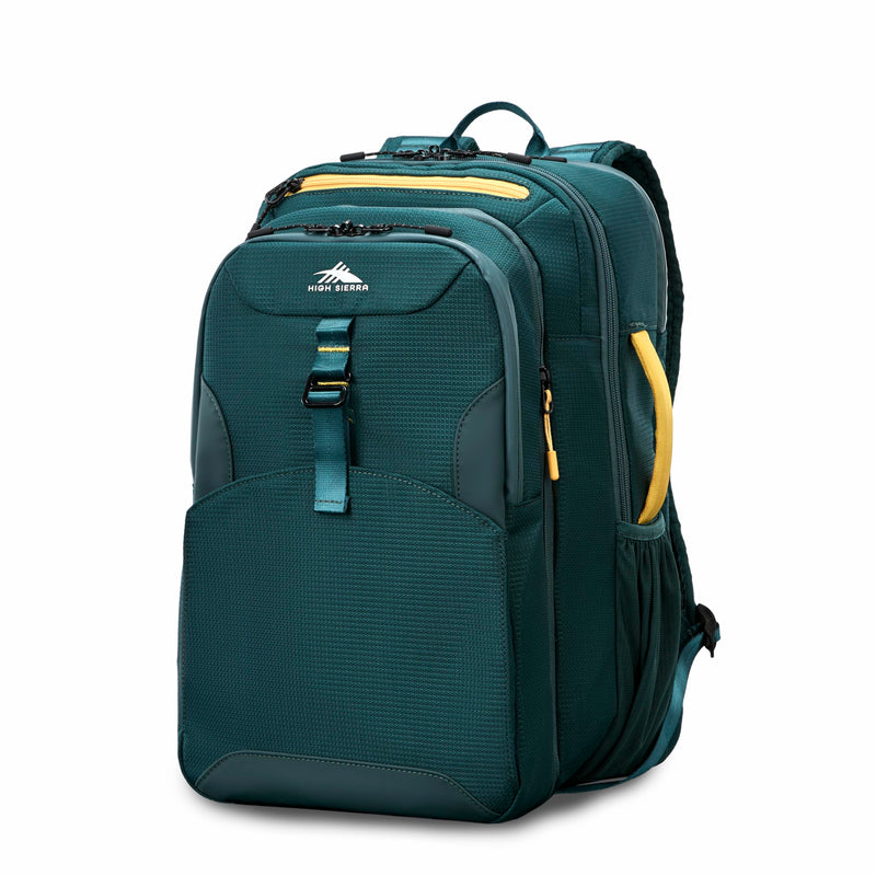 High Sierra Hi-Life 3-in-1 Convertible Backpack - Features Removable Daypack, Stack-It Strap, Adjustable Sternum Strap, Fleeced Pocket For Scratch Protection, Dual Water Bottle Pockets - Green/Yellow