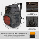 Xelfly 25L Basketball Backpack with Ball Compartment - For Sports Equipment, Gym, Travel