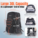 TREKOLOGY 30L Waterproof Lightweight Backpack – Foldable, Durable Daypack for Men & Women with Chest Strap & Multiple Compartments – Compact, Comfortable, Ideal for Hiking, Camping, Travel & Outdoors