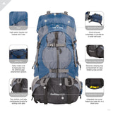 Teton Outfitter 4600 Ultralight Internal Frame High-Performance Backpack for Hiking, Camping, Travel, and Outdoor Activities; 75L, Blue