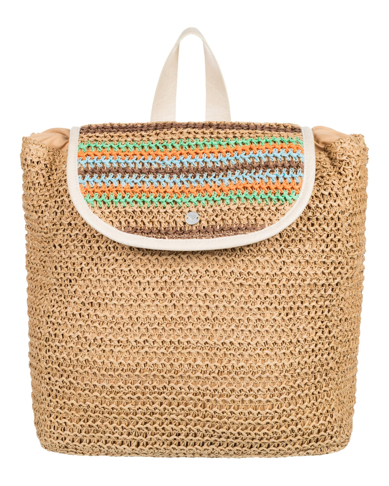 Roxy Woven Straw Backpack | Travel | Vacation | Lightweight | Natural Materials | Eco Friendly, Coco Pearl - Natural Sea
