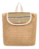Roxy Woven Straw Backpack | Travel | Vacation | Lightweight | Natural Materials | Eco Friendly, Coco Pearl - Natural Sea