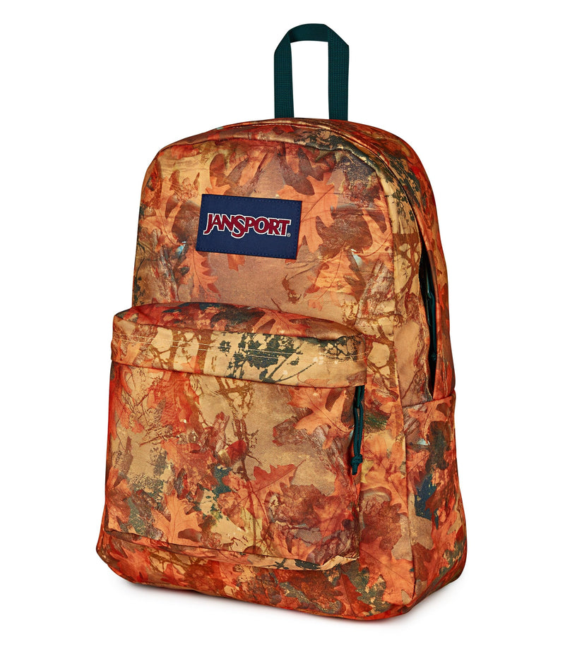 JanSport SuperBreak Plus Backpack with Padded 15-inch Laptop Sleeve and Integrated Bottle Pocket - Spacious and Durable Daypack for Work and Travel, Bogcore Camo Orange/Rust/Teal
