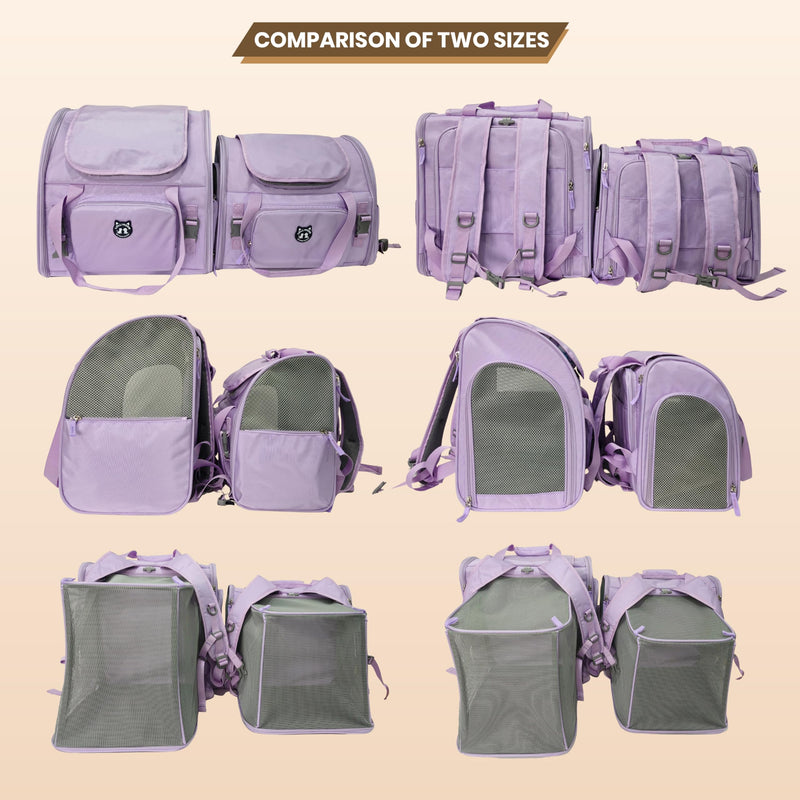Lollimeow Expandable Cat Carrier Backpack for Large Cats - Airline Approved Pet Carrier Backpack for Small Dogs, Hiking & Travel, Waterproof with Breathable Mesh, 14lbs Capacity (Plum, Standard)