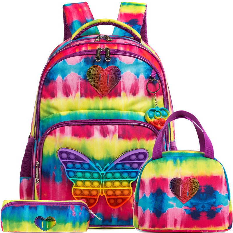Meetbelify Backpack for Girls Backpacks for Elementary Preschool Student with Lunch Box Pencil Case 3 in 1 Bookbag for Girls for School