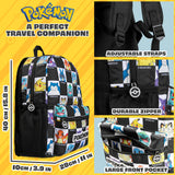 Pokemon Backpack for Kids Teens Pikachu Anime School Bag Daypack Backpacks for Daycare Sports School Supplies Gifts for Kids (Black/White)