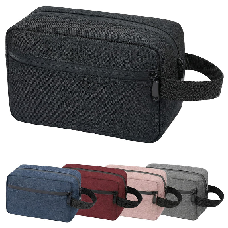 DSYSC Travel Toiletry Bag for Women Men, Small Makeup Bag, Water-Resistant Cosmetic Bag, Cosmetic Pouch, Traveling Dopp Kit, Travel Essentials Accessories (Black)