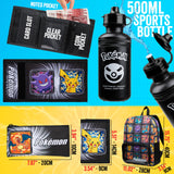 Pokemon Backpack Set 4 Pcs for Kids with Backpack Water Bottle Pencil Case Lunch Bag or Wallet Anime School Supplies Gifts (Multi 4 Pcs Set)