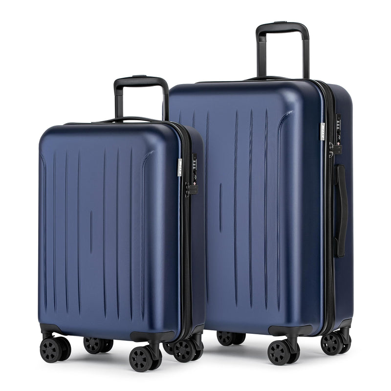 KYME Luggage Sets 2 Piece Hardshell 20"/24" Suitcase with Double Spinner Wheels Hardside Suitcases Sets with TSA Lock PC+ABS Travel Luggage (Navy Blue, 2Pcs Set(20"/24"))