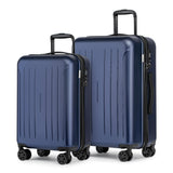 KYME Luggage Sets 2 Piece Hardshell 20"/24" Suitcase with Double Spinner Wheels Hardside Suitcases Sets with TSA Lock PC+ABS Travel Luggage (Navy Blue, 2Pcs Set(20"/24"))