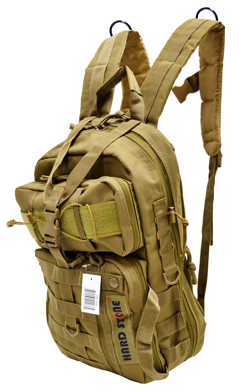 Explorer B8-CT Tactical Hydration Pack Ready Backpack with Molle & Chest Strap, Tan, 17x 10 x 6