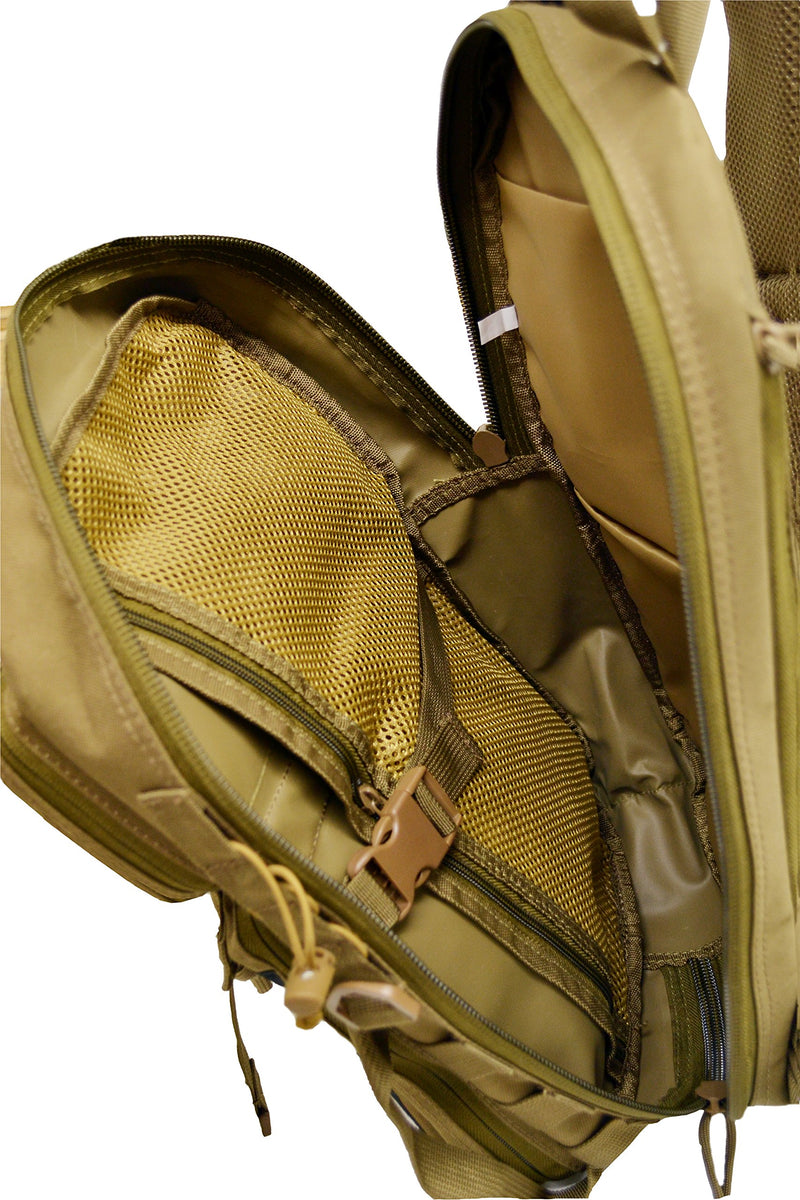Explorer B8-CT Tactical Hydration Pack Ready Backpack with Molle & Chest Strap, Tan, 17x 10 x 6