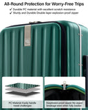 Hanke 26 Inch Large Checked Luggage PC Hard Shell Luggage Top Opening Travel Luggage Suitcases with Wheels for Woman Men.(Dark Green)