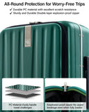 Hanke 24 Inch Checked Luggage Front Opening Rolling Suitcase Hard Sided Luggage with Spinner Wheels Travel Luggagefor Woman Men.(Dark Green)