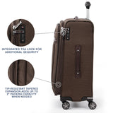 Travelpro Platinum Elite Softside Expandable Checked Luggage, 8 Wheel Spinner Suitcase, TSA Lock, Men and Women, Rich Espresso Brown, Checked Medium 25-Inch