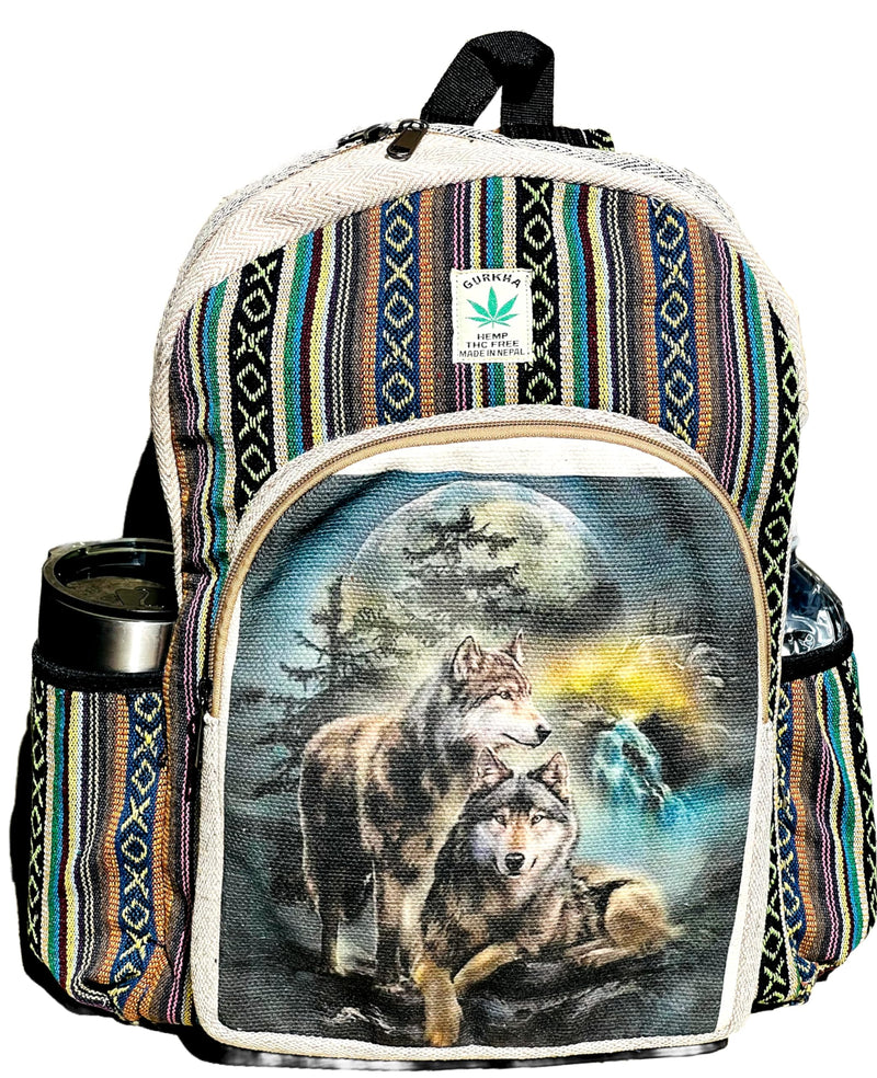 Gurkha Handmade Himalayan Hemp Backpack 17 IN Large Backpack Hippie, Festival, Hiking, Laptop & Tablet Backpack - Handmade In Mt. Everest Country Nepal