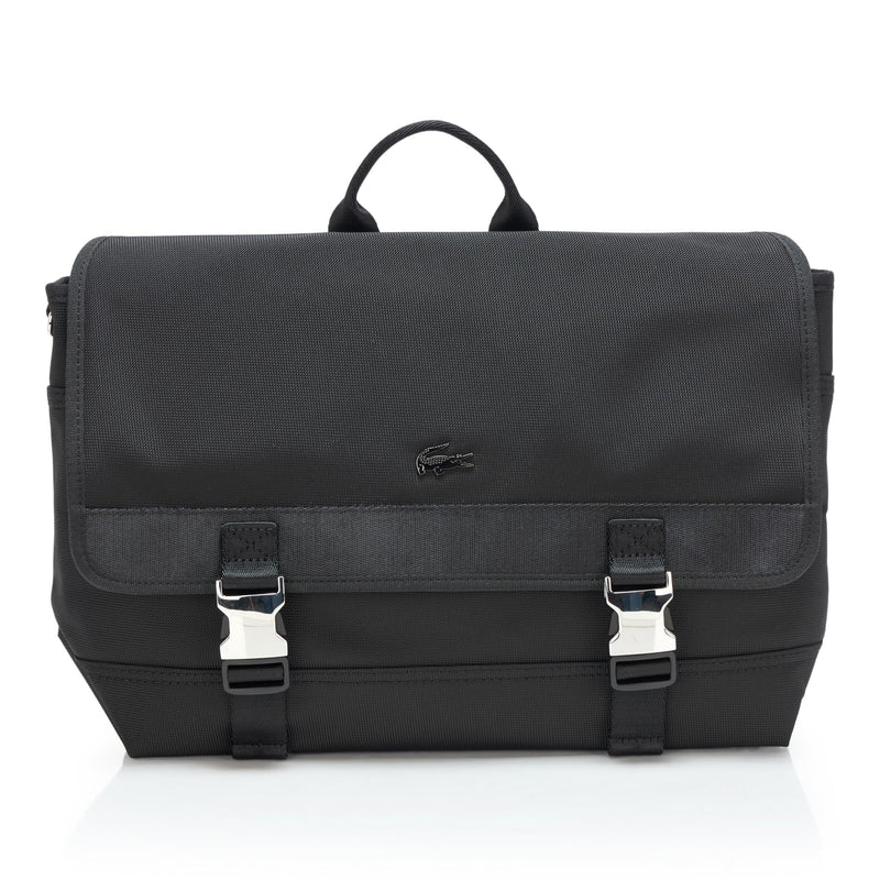 Lacoste Kome Shoulder Messenger Bag with iPad Pocket for Men, Noir, Noir, Western