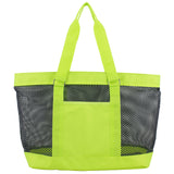 Eastsport Mesh Classic Tote Beach Gym Shopping Shoulder Handbag Bag, Indigo/Neon Yellow