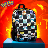 Pokemon Backpack for Kids Teens Pikachu Anime School Bag Daypack Backpacks for Daycare Sports School Supplies Gifts for Kids (Black/White)