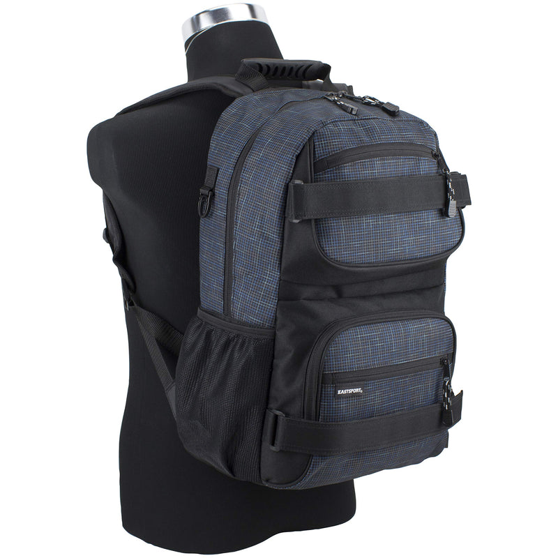 Eastsport Travel Skateboard Backpack Double Strap Laptop Bag Multi-Sport Design for Men and Women, Navy Gradient Ripstop