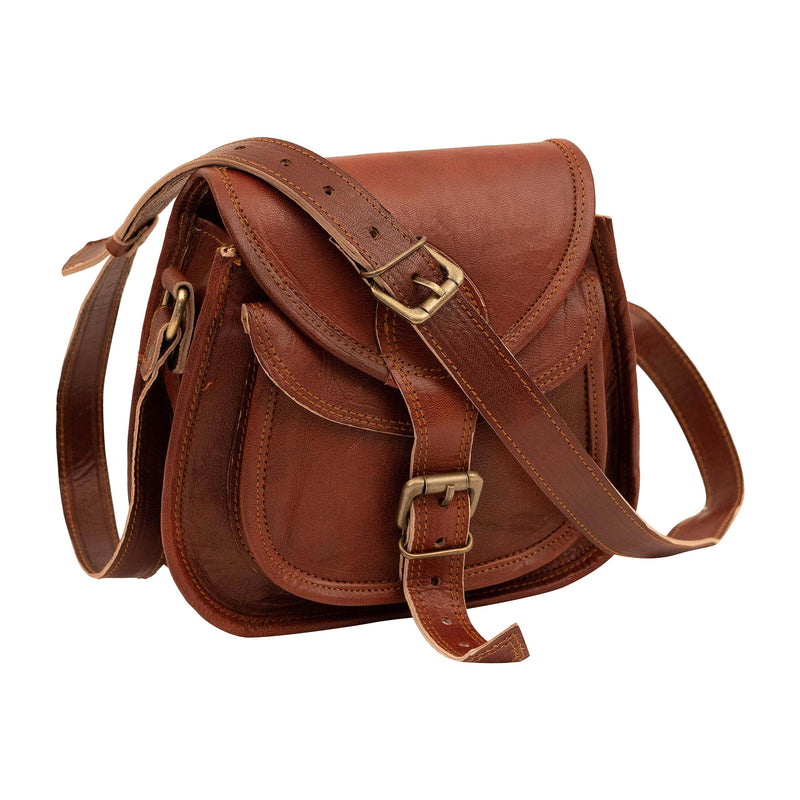 Indian Hando Art 9 inch Women Leather Cross-body Shoulder Bag Satchel Ladies Purse Genuine Multi Pocket Saddle Vintage Handmade Travel