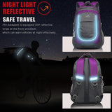 ProEtrade Backpack Bookbag for College Sturdy Travel Business Hiking Fit Laptop Up to 15.6 Inch Multi Compartment Gifts for Men Women Night Light Reflective (Purple A)
