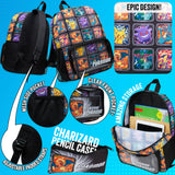 Pokemon Backpack Set 4 Pcs for Kids with Backpack Water Bottle Pencil Case Lunch Bag or Wallet Anime School Supplies Gifts (Multi 4 Pcs Set)
