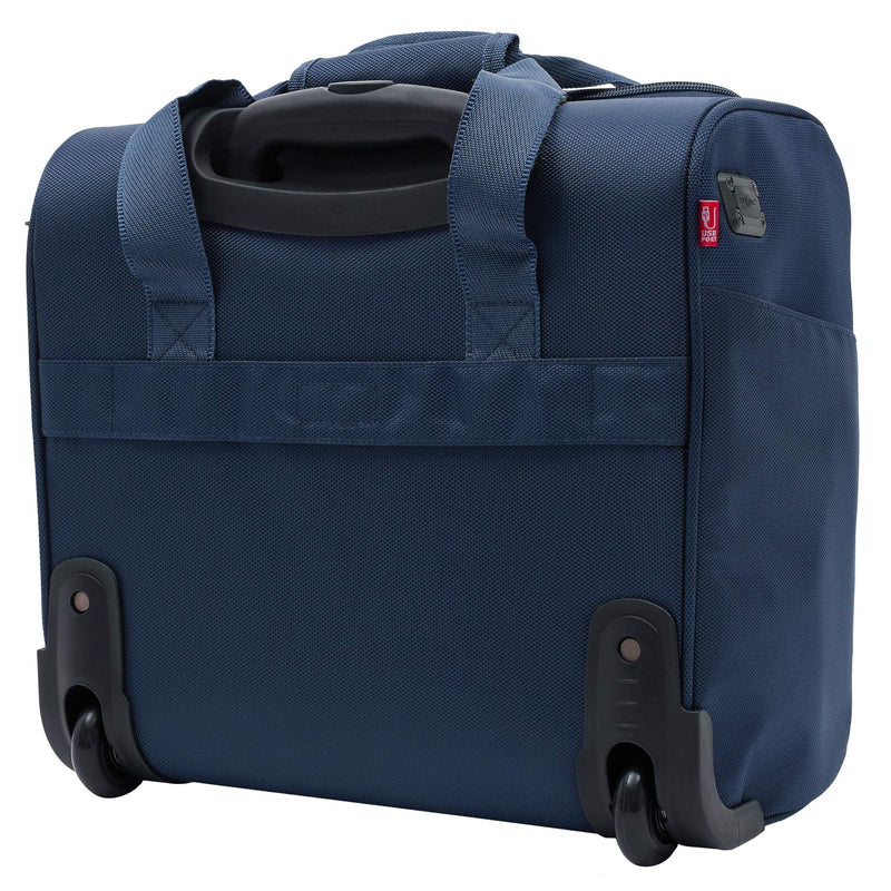 TPRC 15" Smart Underseat Carry-On Luggage with USB Charging Port, Navy Blue
