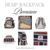 Marubhumi Hemp Backpack Lightweight Traveling Backpacks Cotton Stripe Daypack Handmade Himalayan Bohemain Backpack (Medium 13"X10"X4")