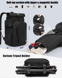 Smasrob Camera Backpack with Padded Laptop Sleeve and Tripod Holder, Camera Bags for Photographers with Adjustable Dividers, Black