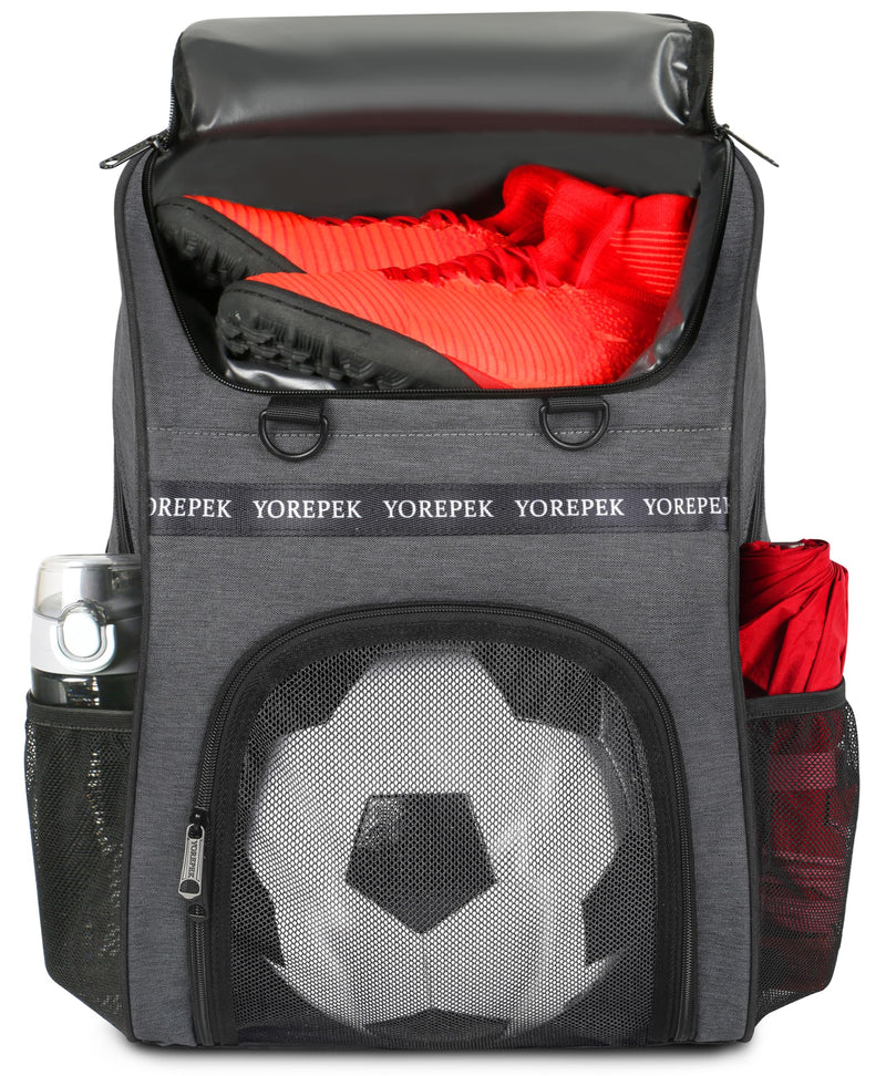 YOREPEK Soccer Bag, Soccer Backpack with Ball Compartment for Men and Women Fit Basketball Volleyball, Large Capacity Sports Equipment Bags Gift to School Gym Outdoor Camping, Black