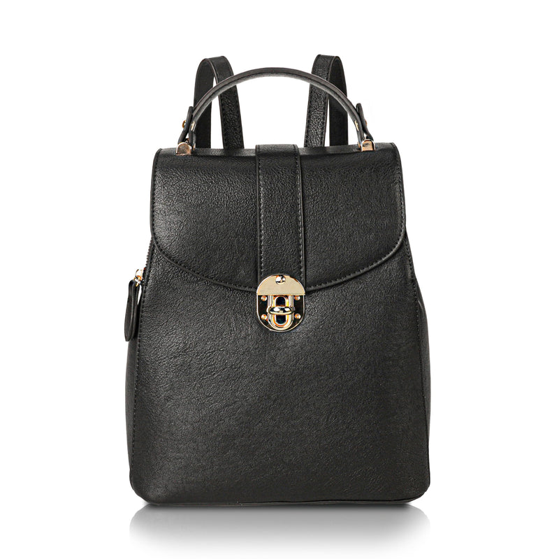 rofozzi Structured Vegan Leather Backpack Purse for Women - Back Pack Purses Women – PU Faux Leather Backpack Handbags (Black)