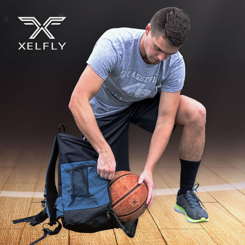 Xelfly 25L Basketball Backpack with Ball Compartment - For Sports Equipment, Gym, Travel