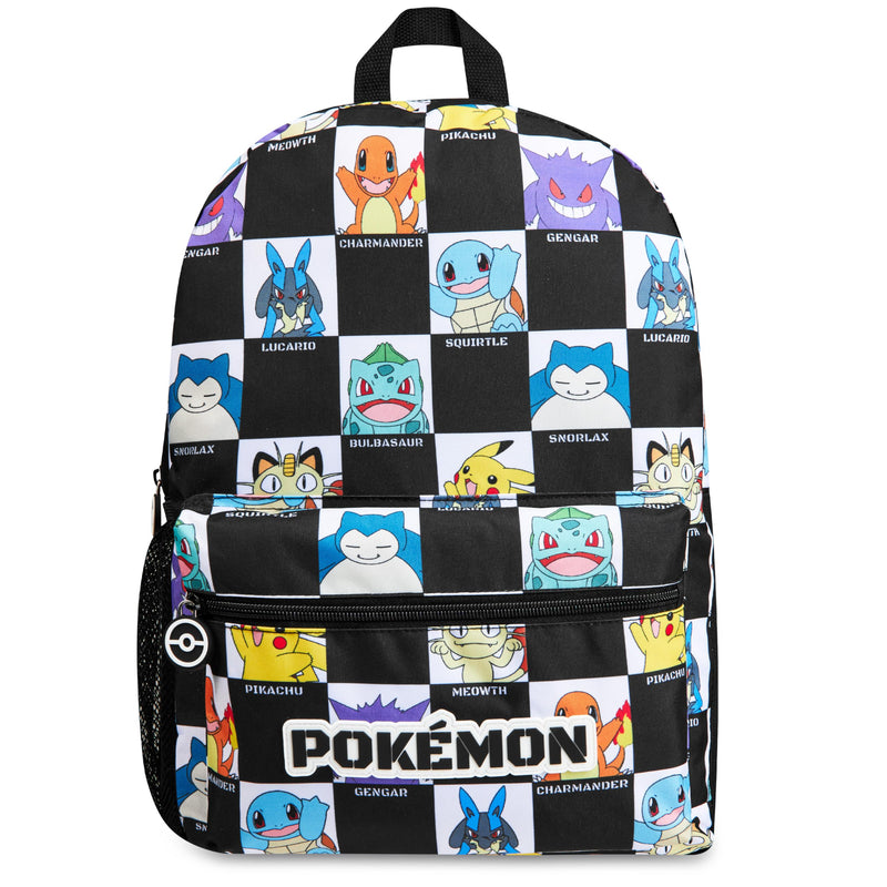 Pokemon Backpack for Kids Teens Pikachu Anime School Bag Daypack Backpacks for Daycare Sports School Supplies Gifts for Kids (Black/White)